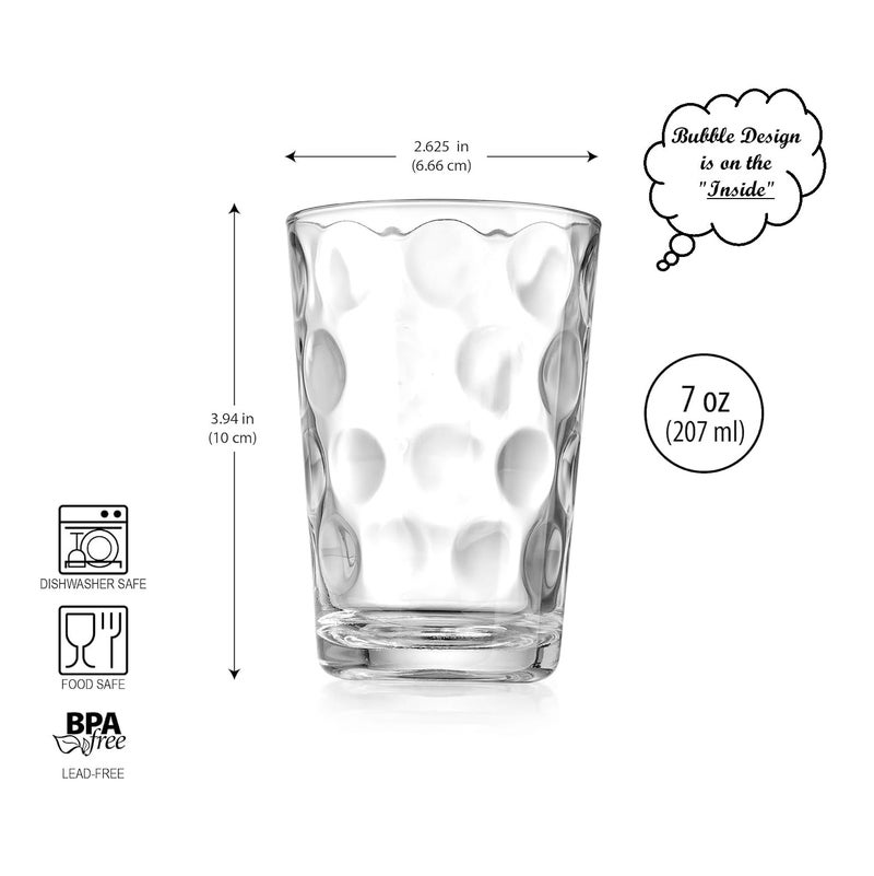 Home Essentials & Beyond Home Essentials Drinking Glasses Set of 10 Juice Glass Cups, 7 oz Glassware, Inner Circular Lensed Small Glasses. Ideal for Juice, Milk, Water; Dishwasher Safe. - Image 2